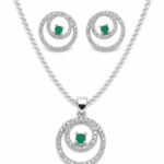 Conjunto verde colombia - Topos + cadena y dije en plata ley 925 y esmeralda 100% natural
