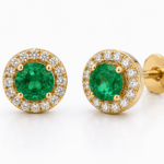 Topos tipo hallo, oro 18k, esmeralda natural de muzo y diamante natural